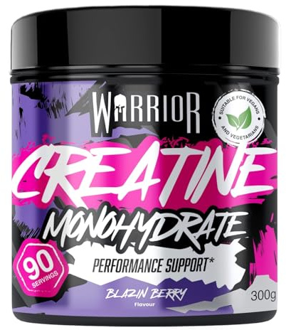 Warrior Flavoured Creatine Monohydrate Powder 300g (100 Servings) – Creatine Powder Drink, Creatine for Performance, Strength & Recovery (Not Creatine Gummies or Tablets) – Blazin Berry