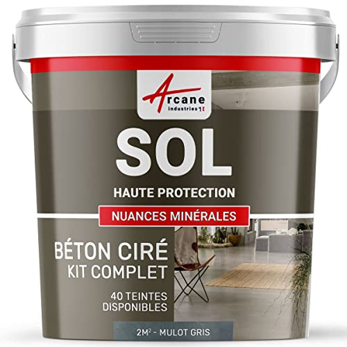 Béton ciré sol en kit | Primaire et vernis de finition inclus - 2 m² (en 2 couches) Mulot Gris - ARCANE INDUSTRIES