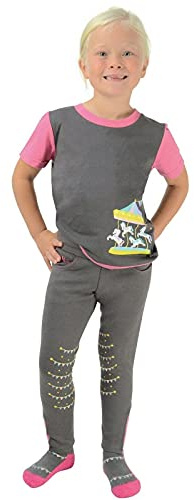 Little Rider Childrens/Kids Merry Go Round Jodhpurs (7-8 Years) (Gray/Pink)