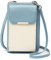 Aeeque Geldbörse mit Handytasche zum Umhängen,Handy Umhängetasche Damen 16 Kartenfächer Silber Reißverschluss, Mini Tasche PU Leder Crossbody für Reisen,Umhängetasche Handy unter 7 Zoll - Beige Blau