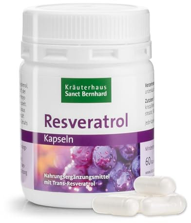 Sanct Bernhard Resveratrol-Kapseln, mit 250 mg Trans-Resveratrol pro Kapsel, 60 Kapseln