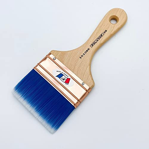 Brocha Spalter Azul Bleu Polytop 80mm / Fabricada en Francia/Ideal para Pinturas y Barnices de Interior y Exterior, terrazas, Paredes, Superficies, Artesanal, Reutilizable, Profesional