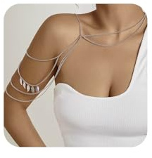 Yienate Collana Foglia Multipla Catena Spalla Girocollo Catena Braccio Ciondolo Foglia Argento Catena Spalla Foglia Strati Catena per Imbracatura Sexy Catena per Corpo Accessori Gioielli per Donne