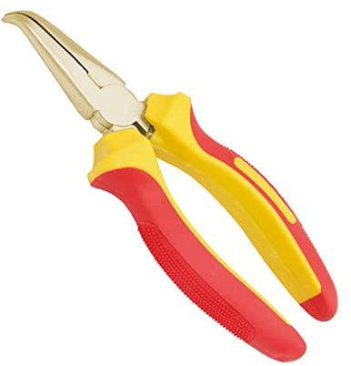 WEDO Alicates de teléfono VDE, aislados de 1000 V, alicates redondos curvados de 45 °, mango antideslizante, resistente a explosiones, bronce de aluminio, 6 pulgadas