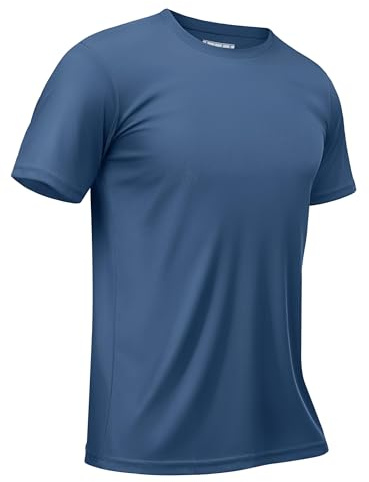 TACVASEN Camiseta Protección Solar Hombre Camiseta de Manga Corta Camisa de Protección UV de Verano UPF 50+ Camiseta de Playa de Secado Rápido Gris Azul