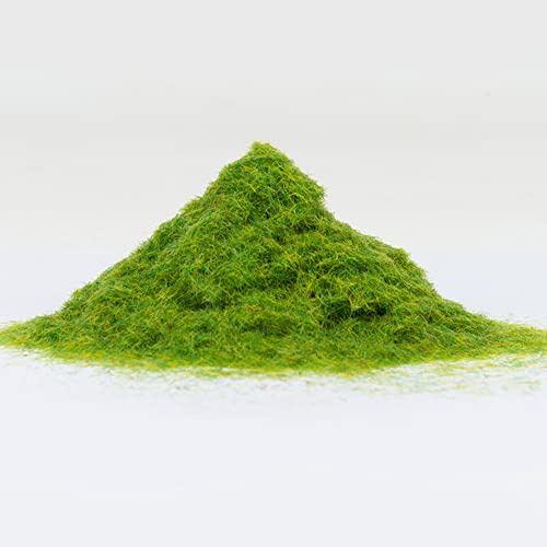 DAZZLEEX 500 g de polvo de hierba artificial de nailon para árbol, diorama de césped, 3 mm, amarillo-verde