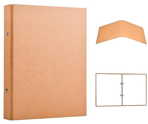 2 stycken A5-ringpärmar, pärm för kraftpapper, pärm A5, påfyllningsbar, 2 ringar, löst anteckningsbokskydd, metall-tvåhålsbindare för dagbok, scrapbook, skola, kontor, resor (A)