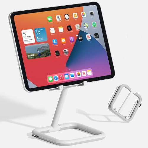 Bouncepad Go iPad Tablet Stand For Business & Leisure | iPad POS Stand | Adjustable Tablet & iPad Stand | Compatible With All Tablets & iPad Models | Tablet Stand For Desk | White