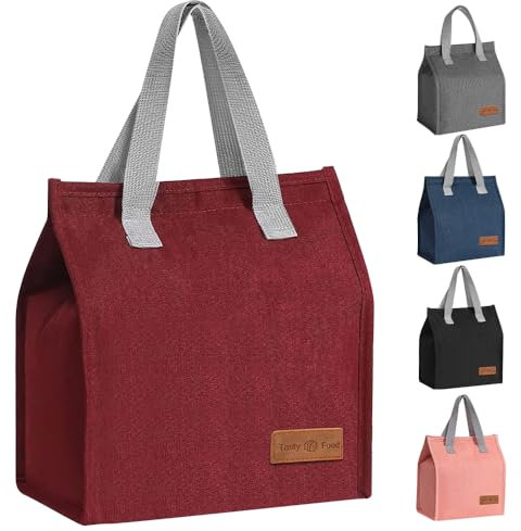 lmytdo Lunch Bags for Women Men, Portable Insulated Lunch Bag Water-Resistant Leak-Proof Lunch Box Tote Bag for Kids Girls Boys Adults, Thermal Cooler Bag for Work School Picnic Travel (Red)