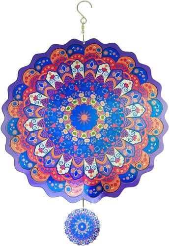 Carillon a Vent Exterieur, Carillon Éoliens Rotatif pour Jardin, Carillon éolien, Moulin a Vent Jardin Exterieur, Carillon à Vent Coeur, Carillon 3D en Métal Mandala, Carillon Vintage en Métal