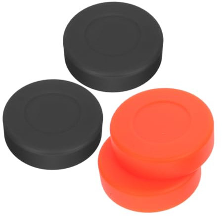 BESPORTBLE Eishockey Puck 4 Stück Hockeypucks in Schwarz und Orange Mattes PVC Einstellbare Härte Runde Form Trainingspuck für Indoor und Outdoor