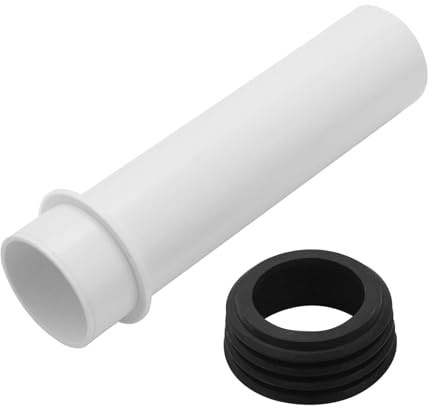 Mendorio Connecteur de tuyau de chasse d'eau pour toilettes suspendues au mur, compatible avec Geberit 152.434.06.1 Extension de tuyau de descente avec manchon d'étanchéité, 45 mm de diamètre, 184 mm