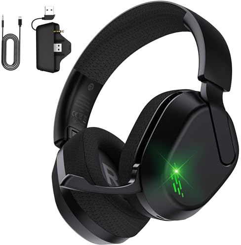Gvyugke Xbox Headset Wireless, Gaming Headset mit Mikrofon für Xbox Series X/S, Xbox One, PS5, PC, Mac, Headset Kabellos mit Geräuschunterdrückendem Mikrofon mit Flip-to-Mute-Funktion, Faltbar