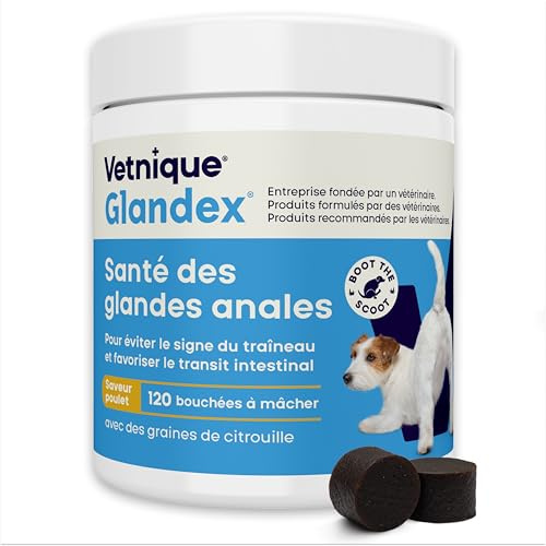 Glandex For Dogs UK - 120 Soft Chews - Vet-Formulated Anal Gland Support For Digestive Health - With Probiotics for Dogs, Omega-3s, Pumpkin & Fibre - Dog Probiotics for Gut Health - Boot The Scoot