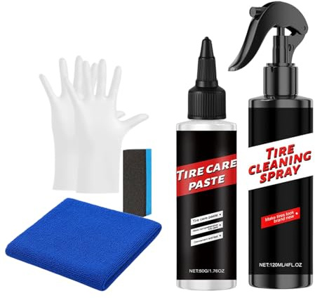 Limpiador y Abrillantador de Neumáticos,Suministros Automotrices De Alto Brillo De Larga Duración | Recubrimiento Para Neumáticos Brillantes | para Limpieza Pulido Detallado Lavado Acabado Exterior Au