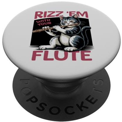 Flauto Gatto Musica Classica Flauto Giocatore Gattino Flautista Flautista PopSockets PopGrip Adesivo