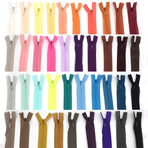 E-Goal 39 Farben 25cm Tailor Zips zum Nähen von Nylon Spule Closed End Invisible Reißverschlüsse für DIY Taschen, Federmäppchen, Kleidung, Kleid
