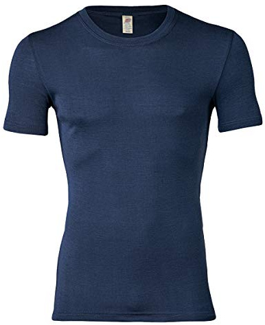 Engel Natur, Herren T-Shirt, Wolle und Seide (50/52, Marine)