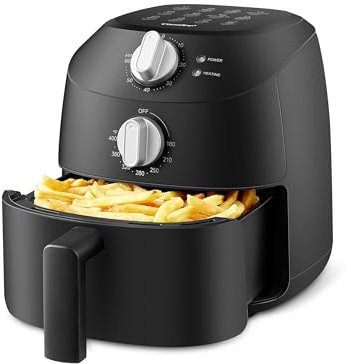 Midea Small Air Fryer, 1150 Watt, 2L Airfryer, Temperature Control, Timer, Indicator Light, BPA-Free, Black