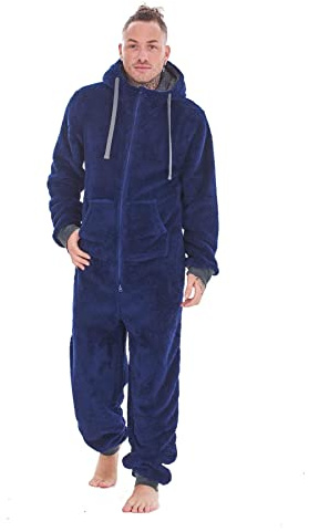Keanu KM217-N-ML - Mens Snuggle Fleece Onesie - Navy - ML