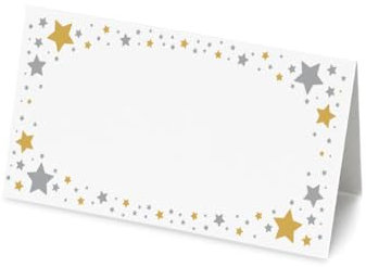 50 Gold Star Name Place Cards - 8cm by 4cm Place Name Cards for Table Setting, Christmas, Parties, & Wedding Decoration (Pack of 50)