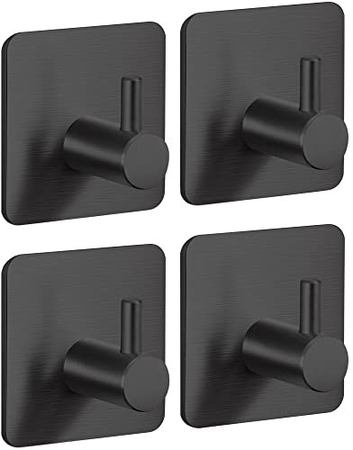 LgowithU Self Adhesive Hooks,Sticky Hooks for Heavy Duty,Stainless Steel Self Adhesive Hooks Wall Hooks for Towel Coat Hat Purse in Bathroom Shower Kitchen,4 Pack