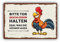 Tor geschlossen halten Huhn Vintage Schild 20x30cm aus stabiler Hartschaumplatte in 3mm Stärke - mit UV-Schutz und witterungsbeständig