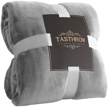 TASTHROW Coperta Vellutata in Pile, Morbida Coperta Plaid Divano Coperta Per Letto in Microfibra per Divano, Letto, Viaggi (Grigio leggero, 130x180cm)