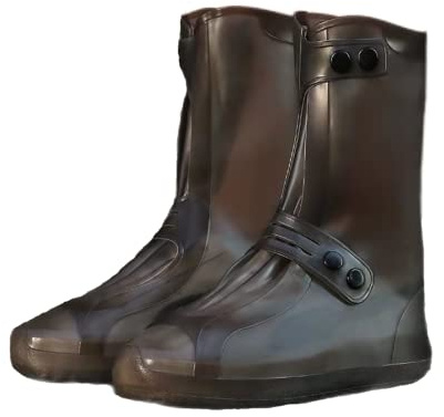 Waterproof Rain Shoe Case, Sandproof Skids, High -Top Boots, Can Be Reused to Use Folding Shoes Tea Color 36-37