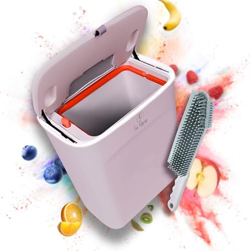 2 in1 Mülleimer Hängend Mit Multifunktions Silikon Reinigungsbürste - Bio Mülleimer Hängend - 9L Mülleimer Zum Einhängen Mit Deckel - Mülleimer Wandmontage für Wohnmobil Badezimmer Küchenschrank