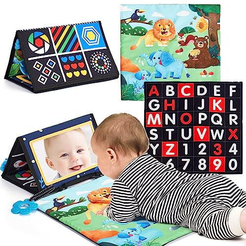 hahaland Jouet d'Éveil Bébé 6 Mois avec Miroir Éveil Montessori Noir et Blanc Jouets Sensoriels pour Tout-Petits, Cadeau pour Bébé Naissance Fille Garcon 0 3 6 12 Mois
