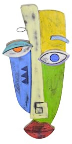 WorldBazzar ABSTRACT MASK AFRICAN HAND CARVED WOODEN TRIBAL TIKI MASK WALL DECOR FACE CUBIST