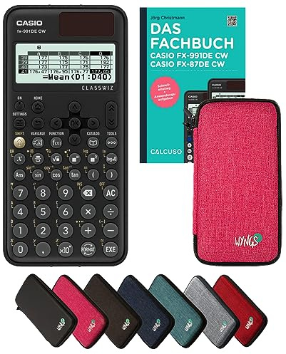 Casio fx-991DE CW Incl. Funda Protectora Rosa y Libro especializado (160 páginas, DIN A5) – Calculadora científica – Smart Set (Alemán)