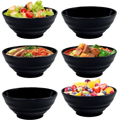 ADERTOS Bol à Céréales, 10 Bols en Plastique Incassables 24 OZ, Réutilisables, Saladier, Bol à Soupe, Petit Déjeuner, Lave-vaisselle et Micro-ondes, Sans BPA, Noir