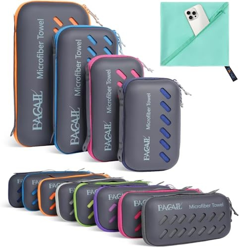 BAGAIL Microfibre Travel Towel, Perfect for Camping, Swimming, Beach, Sports, Gym, Yoga and Backpacking - Quick Dry, Super Absorbent, Ultra Compact - Mint, Microfiber