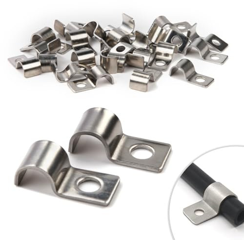 30 Pièces Fixation Grillage Rigide Sur Mur 8mm Attache Grillage Rigide Inoxydable Colliers de Serrage en U à Trou Unique Fixation Murale Grillage Rigide pour Ø 7-8.5mm Câble Tuyaux d'eau Installation