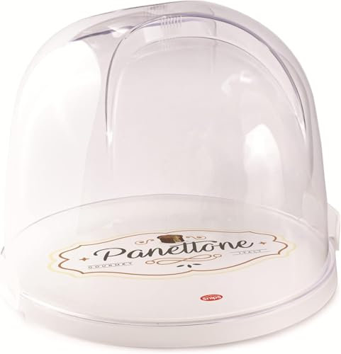 Snips, Porte Panettone & Pandoro avec 2 Fermetures de Sécurité, Transparent, Cloche Alimentaire 27 x 26 x 22 cm, Made in Italy