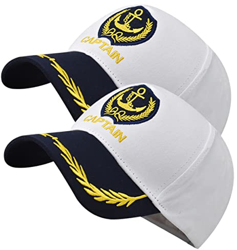 LIFKOME 2St Navy Cap Captain Hats För Män Båtkapten Hatt Båthatt Yacht Hatt Sjöman Hattar Yacht Captain Hat Båttillbehör Hattar För Båtägare Marine Hat Båtliv