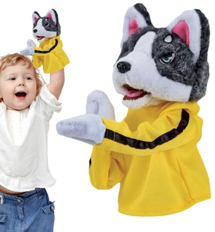 Kung Fu Jouet Animal Gants Husky pour enf Ants en Peluche, Marionnette