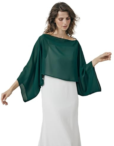 BEAUTELICATE Chiffon Bolero con Manica Pipistrello Donna Scialle Stole Trasparente Estiva per Sposa Matrimonio Cerimonia