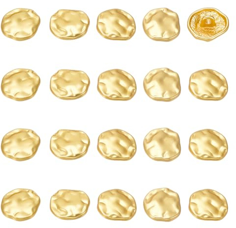 UNICRAFTALE 20Pcs 15mm Boutons À Tige Métal Ondulés Irréguliers Froissés Or Boutons Couture Veste Dôme Manteau Pour Coste Manteau Chemise Veste DIY Création