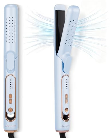 AraSyloen Plancha y Rizador de Pelo 2 en 1 con Aire Frío, 5 Niveles de Temperatura (140-220°C), Estilizado Rápido, Plancha para Rizos | Plancha y Rizador | Curling Straighteners