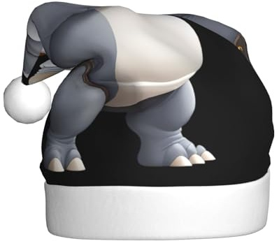 XBKGOHA Rhino holding a small bell Printing Christmas Hat for Adult quality accessory soft, lightweight, and fluffy