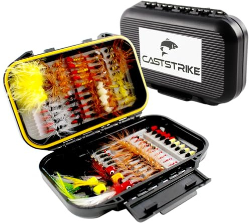 CASTSTRIKE Fly Fishing Flies Kit 100pcs Dry Wet Nymph Streamer Fly Box Set