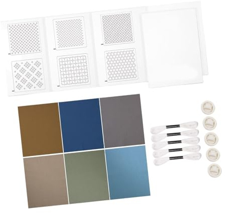 QOKLIYUI Nybörjare S Choice Geometrisk Sashiko-underläggskit med förtryckt mönstermall Ritningslinje Sashiko-kit för nybörjare Tallriksschablon Geometriskt mönster, Set A