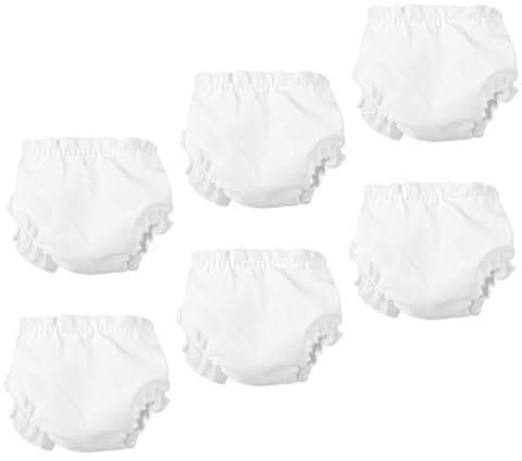 Hohopeti Lot de 6 sous-Vêtements Lavables pour Poupée 10 Pouces Culottes Réglables en Tissu Blanc Accessoires d'Habillage pour Poupées Bébé pour Jeux d'Imitation et Présents