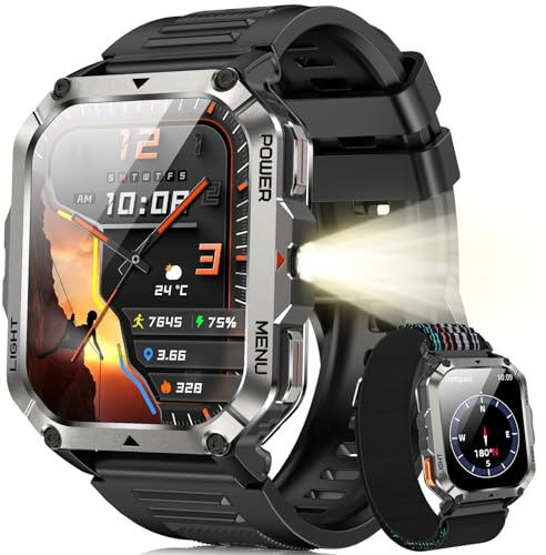 Blackview Smartwatch Uomo, Orologio Intelligente Fitness con Chiamate Bluetooth, 2.01 Militari Smart Watch Tracker 100+ Modalità Sportive/Cardiofrequenzimetro/SpO2/Torcia/Bussola per Android iOS