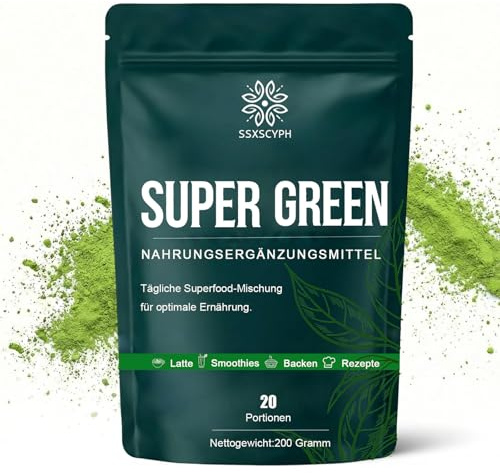 Polvo de desintoxicación de ayudante verde, 200 g con cucharada de superalimento de 10 g, hierba de cebada matcha espirulina hierba de trigo, 2026 nuevo polvo verde ayudante promueve el metabolismo y