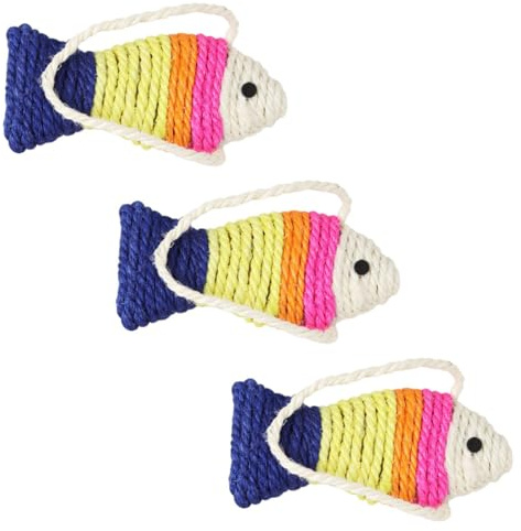 UKCOCO 3 Piezas Juguete para Gatos Cuerda, Tablero Rascador de Sisal Pequeño, Color Aleatorio, Almohadilla para Rascar Interactiva para Gatitos, Accesorio de Juego y