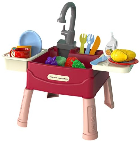 Da Gioco Con Acqua Corrente - Giocattolo Per Lavastoviglie Per Bambini | Set Di Giocattoli Per Giochi Di Ruolo Da Cucina Con Rubinetto Funzionante | And Cutting Food Fruits Vegetables A